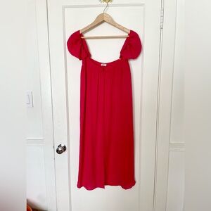 L’AGENCE Red Silk Sleeveless V Neck Mini Dress